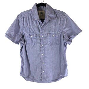 Levis Mens Button Up Shirt Western Short Sleeve 100% Cotton Plaid Blue Pink M